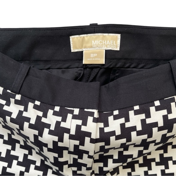 Michael Michael Kors Navy White Houndstooth Print Slim Ankle Pants Size 8P - Picture 3 of 5